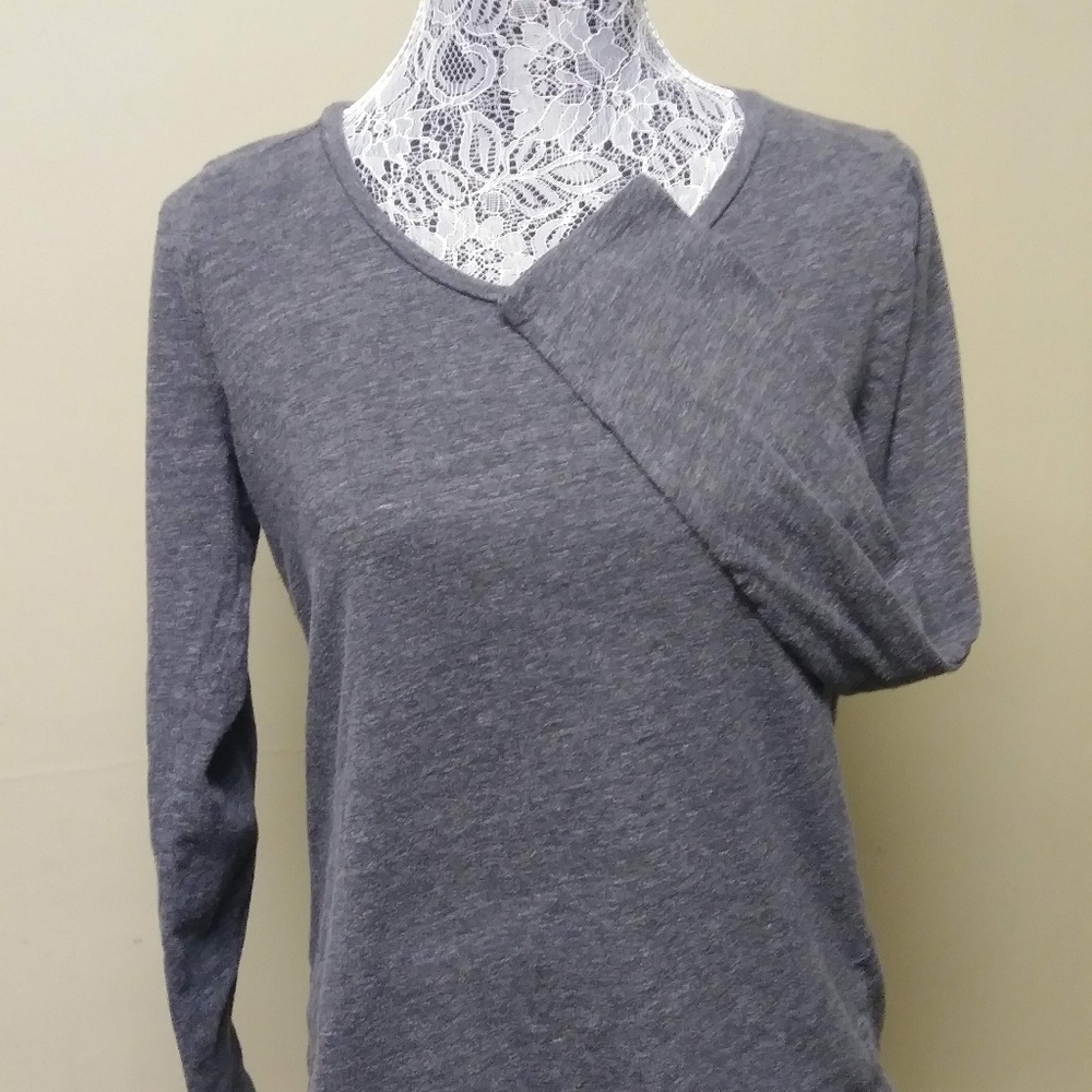 Ann Taylor Loft Vintage Soft Long Sleeve Tee Gray